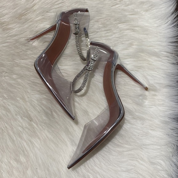 New Amina Muaddi Ursina Crystal pointed toe‎ clear pump size 40EU - Picture 15 of 15